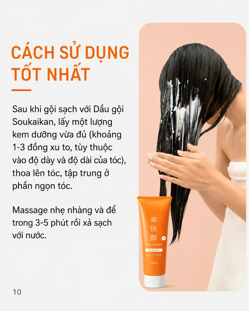 Cách dùng kem dưỡng tóc Soukaikan